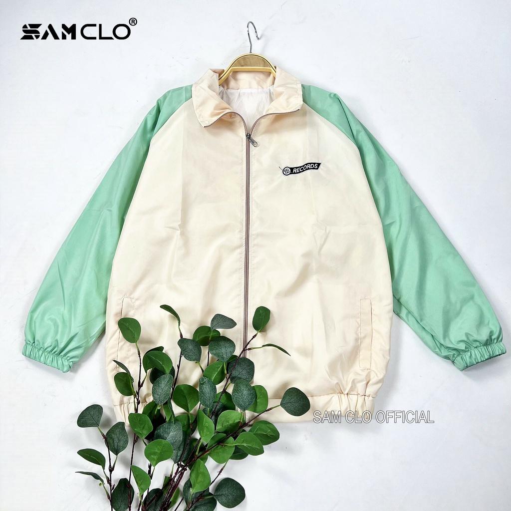 Áo khoác dù 2 lớp nam nữ SAM CLO - Áo khoác gió bomber khóa kéo form rộng unisex mặc cặp - couple thêu chữ RECORDS