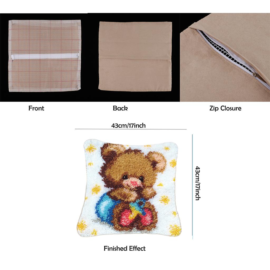17x17 inch DIY Latch Hook Kits Throw Pillow Cover Cute Rug Animal Pattern Printed, Crochet Needlework Crafts for Kids and Adults