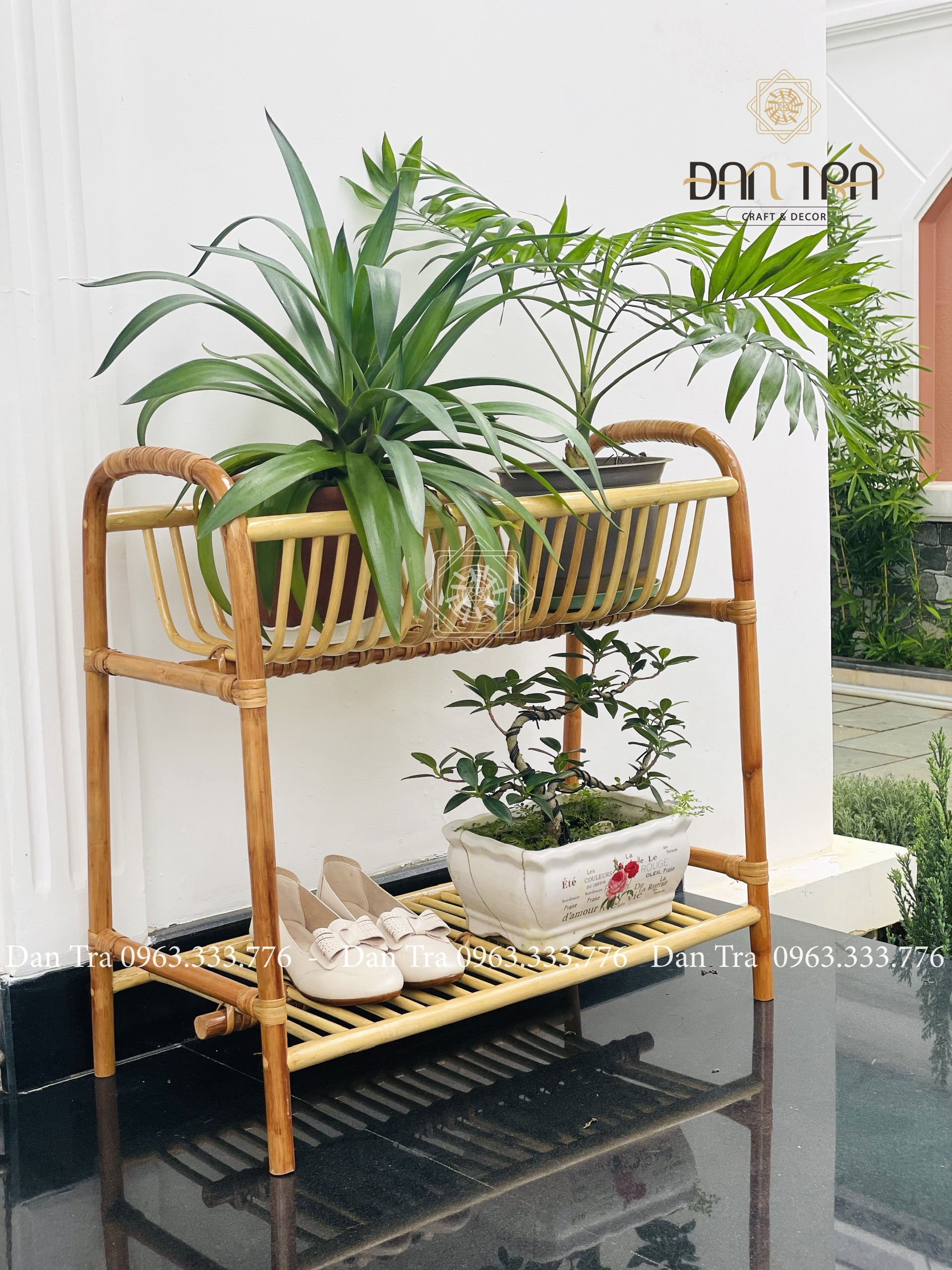 Kệ Mây Đựng Giày Dép Đan Trà - Kệ Mây Decor Phòng- Kệ Mây Nhẹ Nhàng, Nhỏ Gọn-Nội Thất Decor ĐAN TRÀ