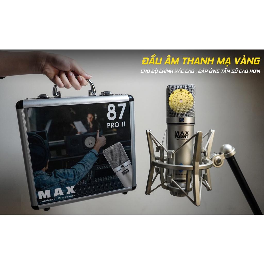 Micro thu âm Max 87-Pro-II 48V livestream chuyên nghiệp - Condenser microphone - Dùng cho phòng thu, karaoke sân khấu