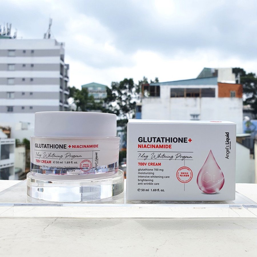 Kem dưỡng giảm nám truyền trắng Angel's Liquid Glutathione Plus Niacinamide 700 V Cream 50ml +Tặng kèm 1 băng đô tai mèo