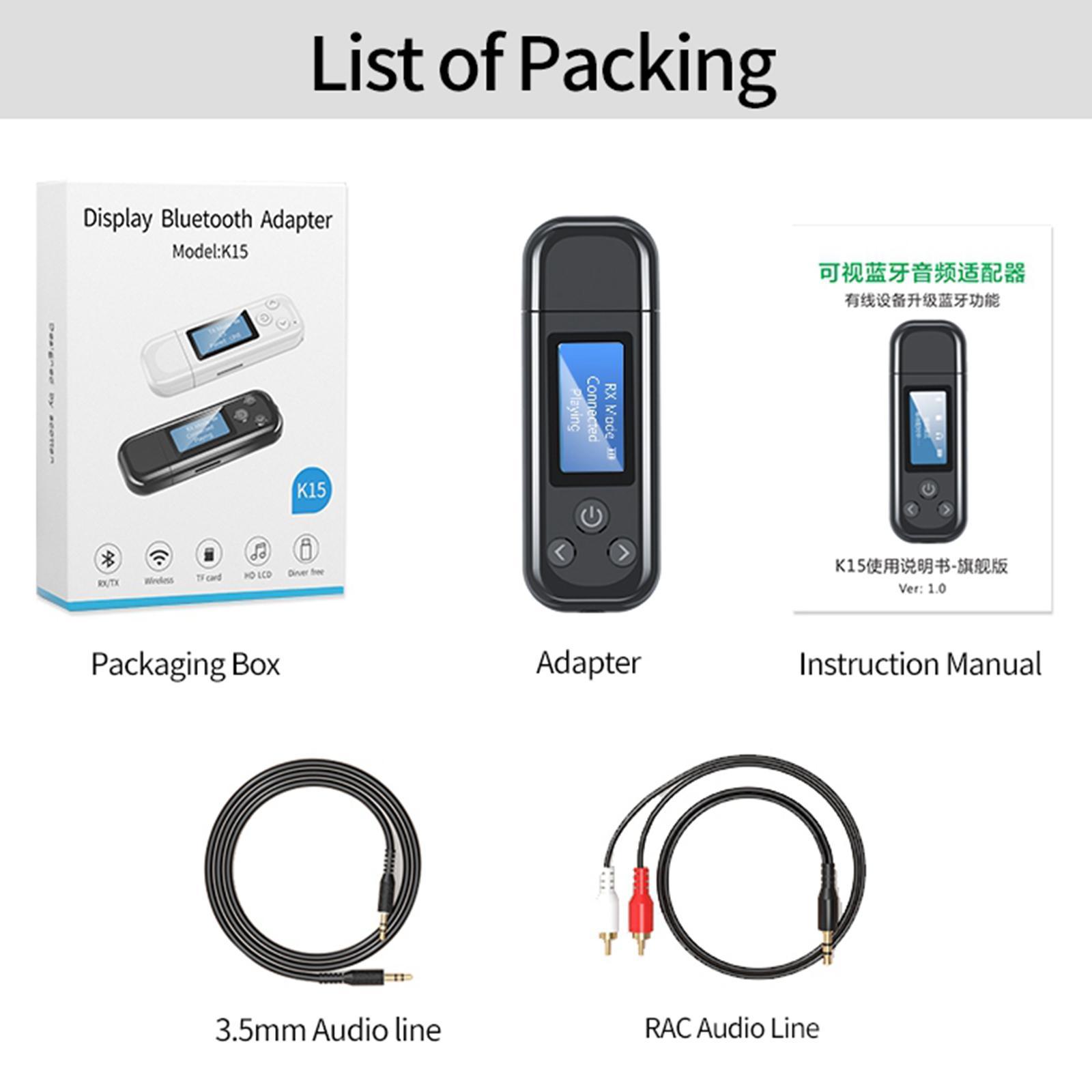 For TV, adapter receiver with LCD display, USB