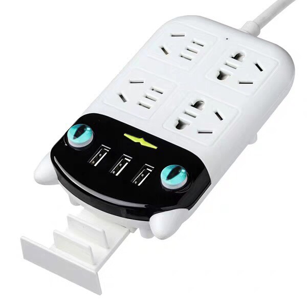 Ổ cắm điện hình mèo loại lớn 4 ổ cắm điện 3 cổng usb siêu kute dễ thương, tiện lợi