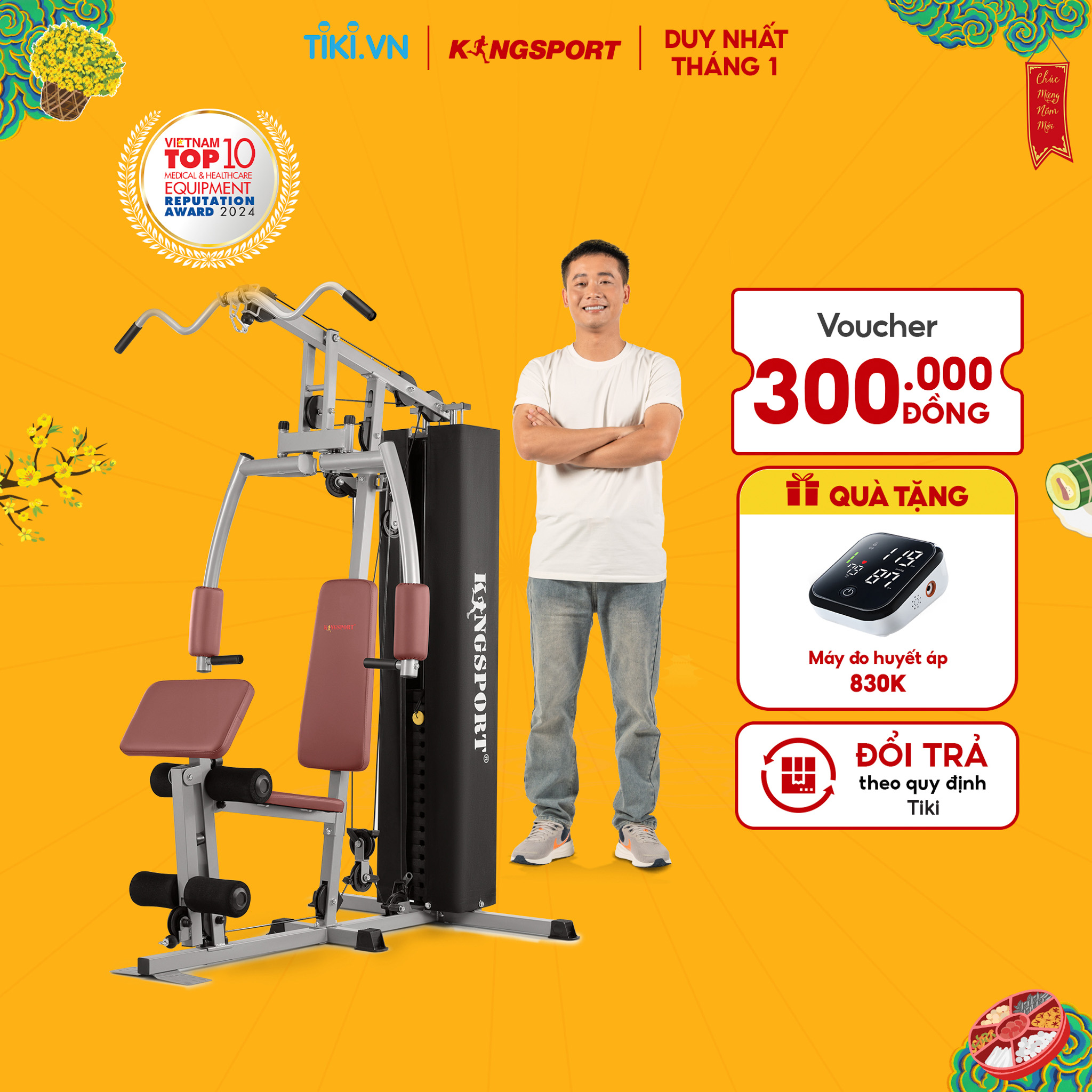 Giàn Tạ Đa Năng Kingsport Bk - 1998 New Thiết Kế Linh Hoạt, Khung Sườn Chắc Chắn Với 10 Động Tác Luyện Tập Chuyên Sâu