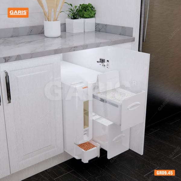Thùng gạo 3 khoang , bằng nhựa cao cấp, dùng cho cánh mở Garis GR09.45