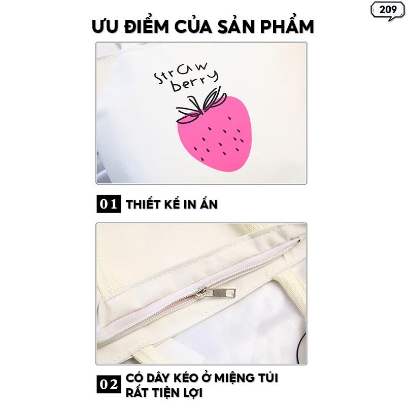 Túi Tote Hàn Quốc In Hình Hoạ Tiết Đáng Yêu Có Quai Đeo Vai Tiện Lợi Dung Tích Lớn Đựng Được Nhiều Đồ 209