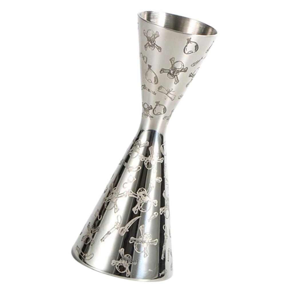 2 Pcs Cocktail Jigger Tool Wine Mixer Measuring Cup Stainless Steel 1oz/2oz