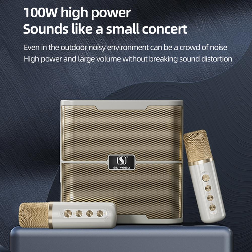Bộ Âm Thanh Gia Đình KTV Micro Kép Máy Karaoke Loa Bluetooth Không Dây Tích Hợp Máy Hát Color: Ys-219 White
