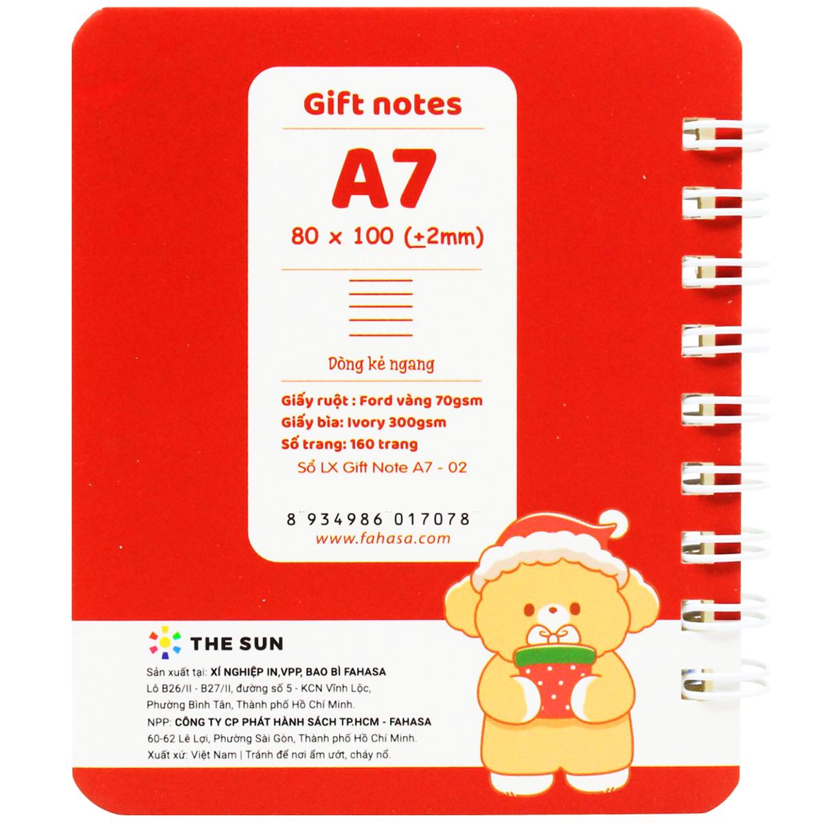 Sổ Lò Xo Moochi Christmas A7 - Kẻ Ngang - 160 Trang 70gsm - The Sun 02