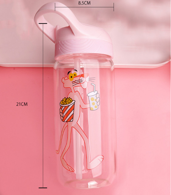 Bình đựng nước thủy tinh Pink Panther Funny - 500ml (mẫu ngẫu nhiên)