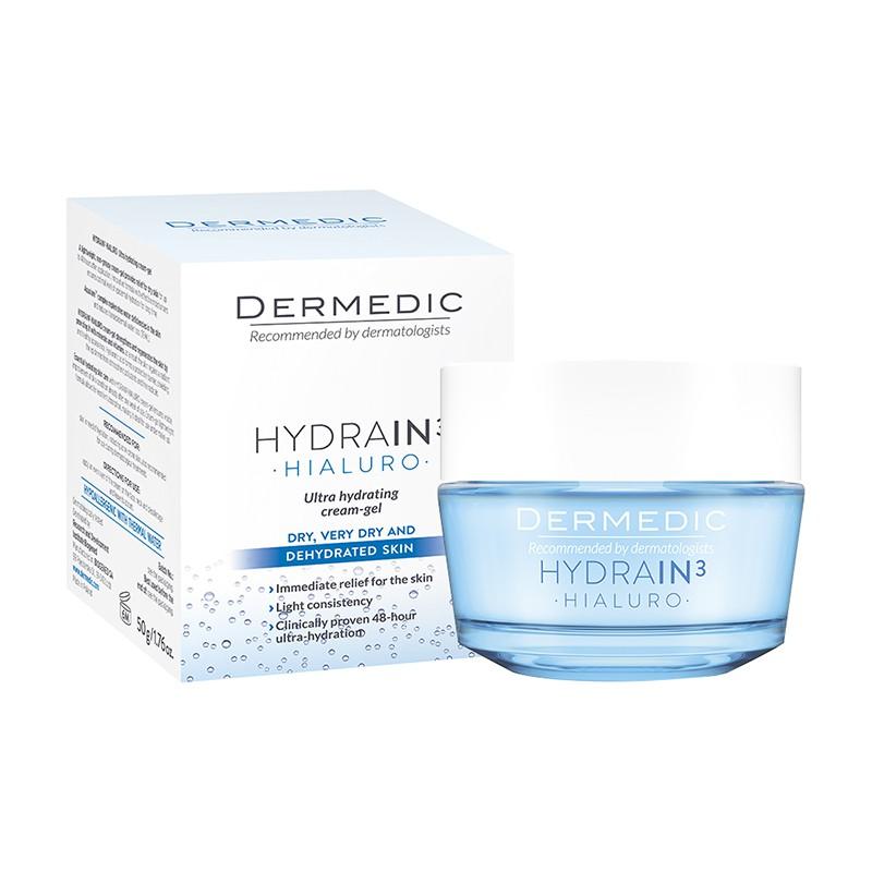 Kem dưỡng ẩm ban đêm dành cho da khô mất nước Dermedic Hydrain3 Hialuro Cream Gel Ultra Hydrating 50g