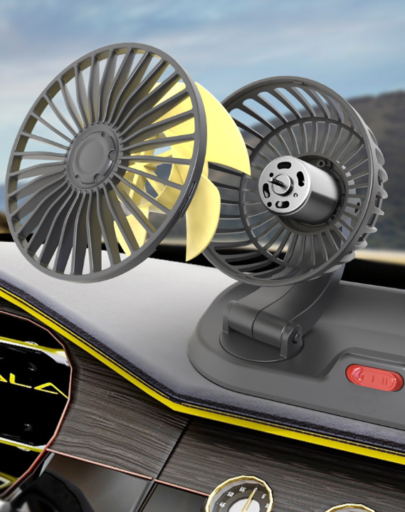 Quạt đôi cho xe oto xoay 360 độ hàng đẹp cao cấp công suất 5W phù hợp mọi loại xe (Tặng kèm quà ngẫu nhiên)