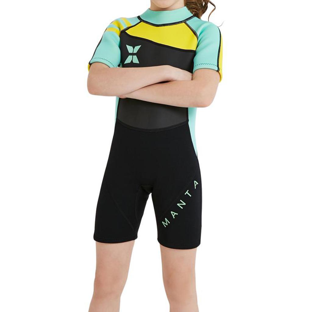 Kids Wetsuit,2.5mm Neoprene Thermal Swimsuit,Short Sleeve Kids Wet Suits for Swimming Scuba Diving,Full Wetsuit for Girls Boys