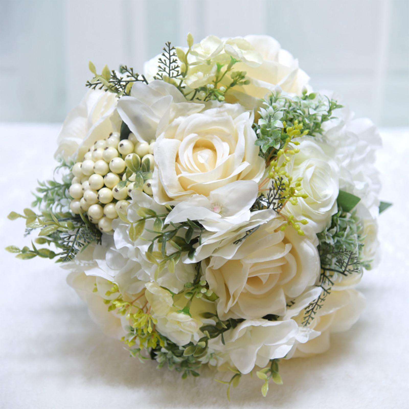 Artificial Handmade Peony Rose Flowers Wedding Bouquets Holding Bouquet