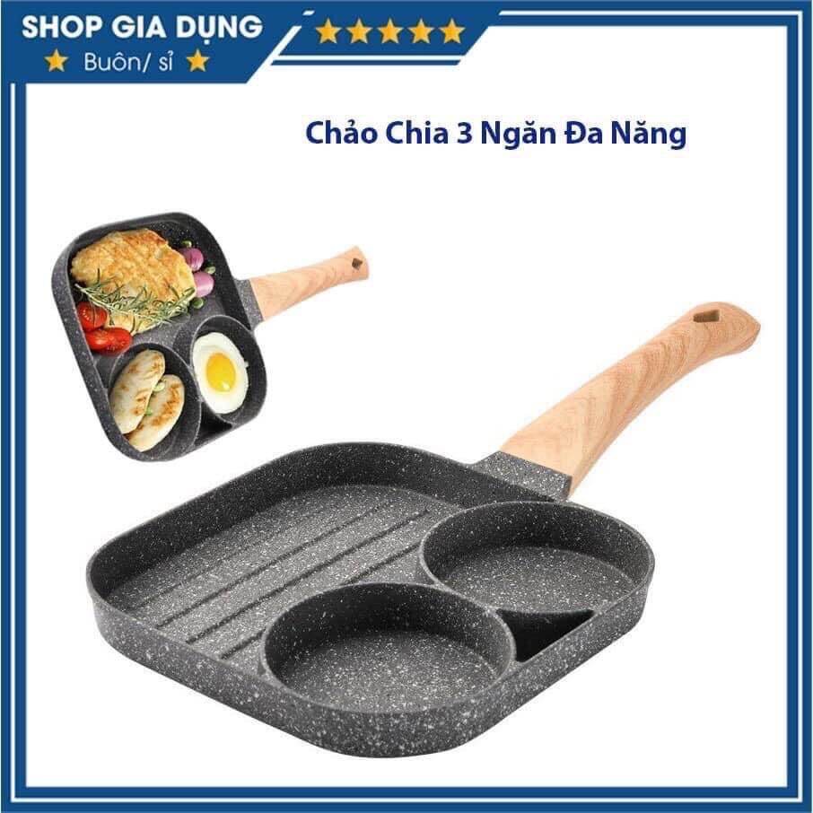 Chảo đá chống dính 3 ngăn tiện lợi dụng cho mọi loại bếp