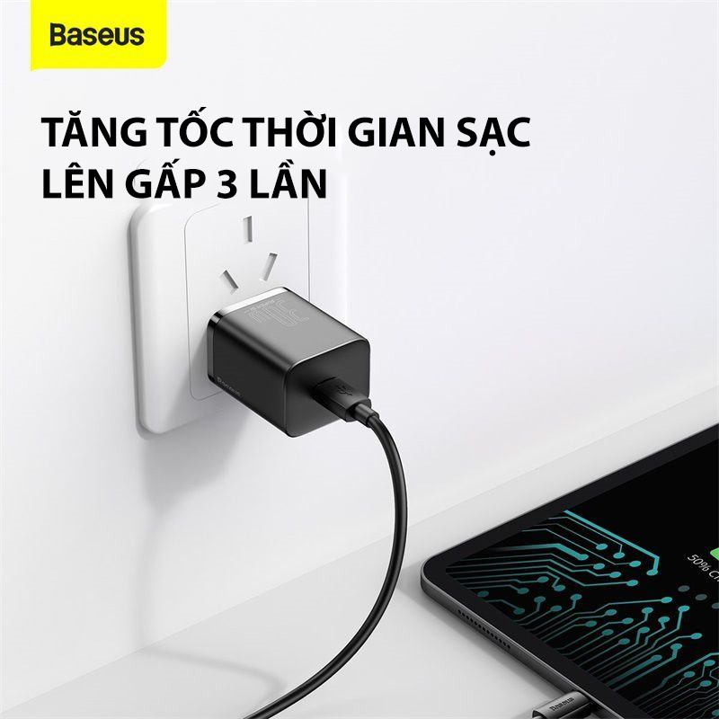 Củ sạc nhanh Baseus Super Si Quick Charger 30W dùng cho iPhone/ Samsung/ OPPO ( Type C, PD/ QC3.0 ) - Hàng chính hãng