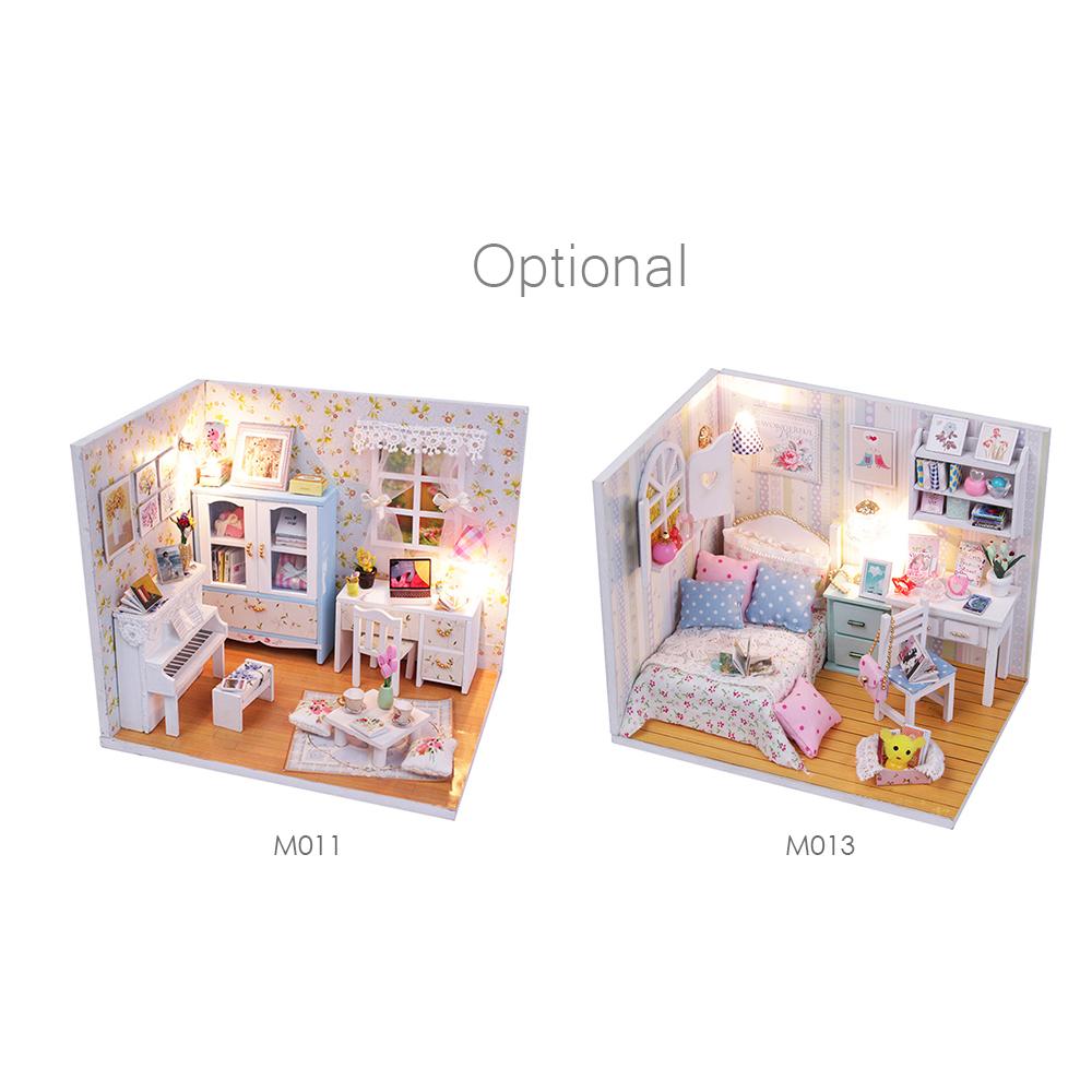 Nhà búp bê thu nhỏ bằng gỗ với đồ nội thất cho trẻ từ 14 tuổi