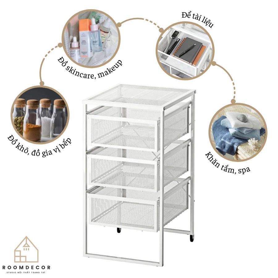 Kệ Đựng Đồ Đa Năng 3 Tầng Có Bánh Xe Chắc Chắn, Kệ Đựng Mỹ Phẩm, Để Đồ Nhà Bếp, Để Sách, Kệ Spa