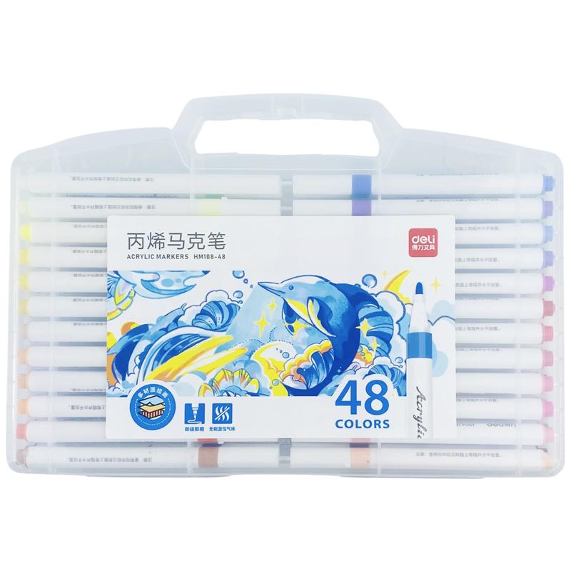 Hộp 48 Bút Lông Màu Acrylic Markers - Deli HM108-48