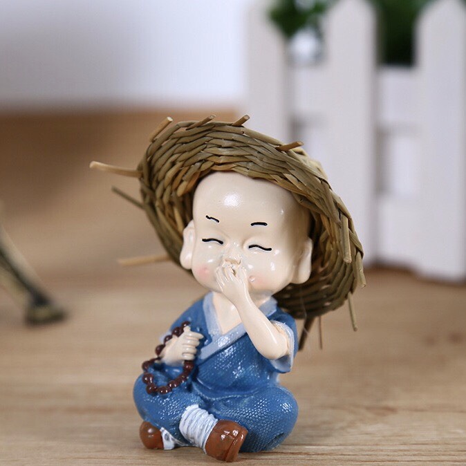 Bộ tượng 4 chú tiểu đội nón rơm - Phật Duyên Shop