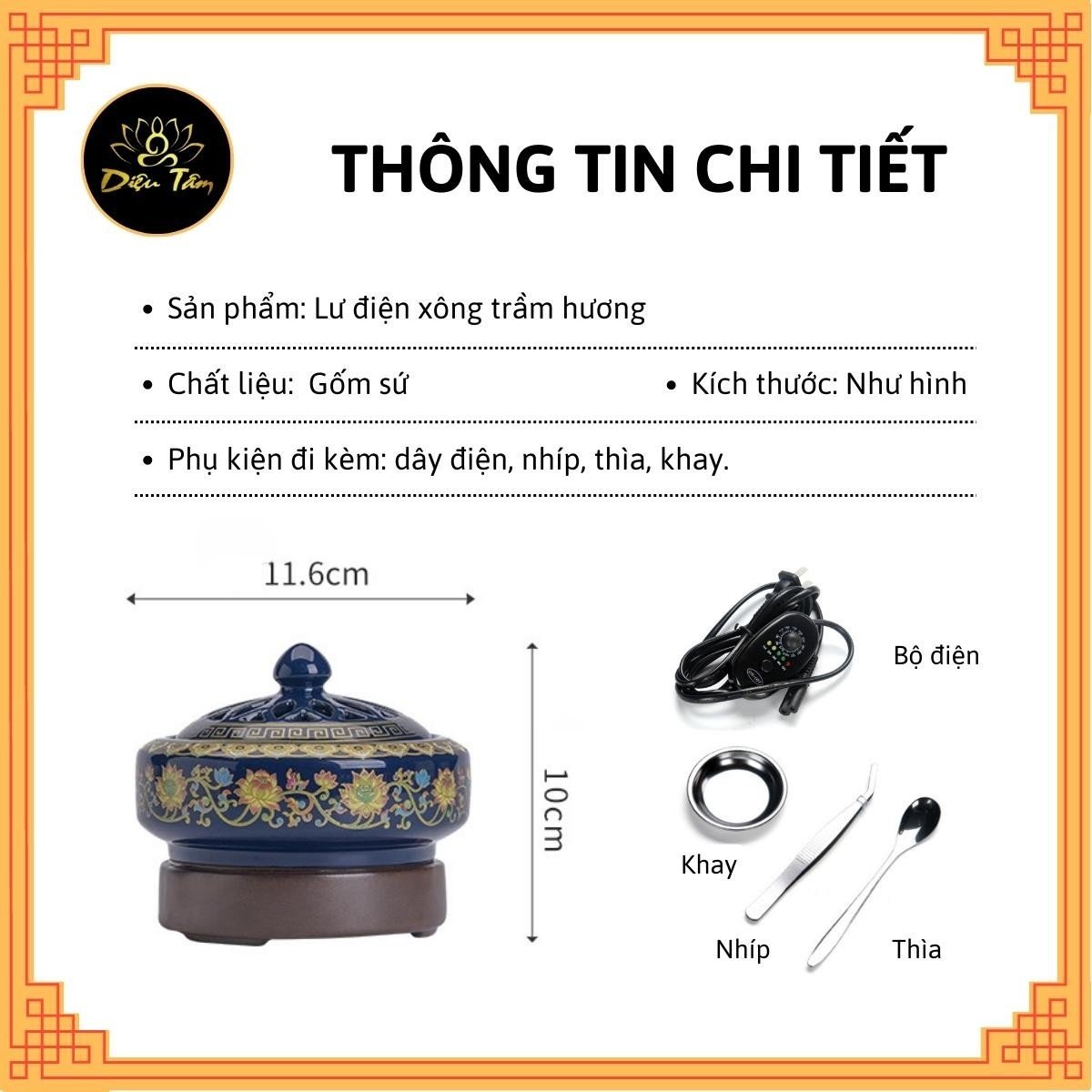 Lư điện lư xông trầm hương trầm nụ điện có hẹn giờ chỉnh nhiệt gốm sứ cao cấp chịu nhiệt -shop Diệu Tâm mã lu dien vien