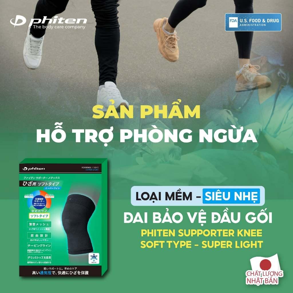 [MỚI] Đai bảo vệ đầu gối loại siêu nhẹ Phiten supporter knee soft type AP254014/AP254016