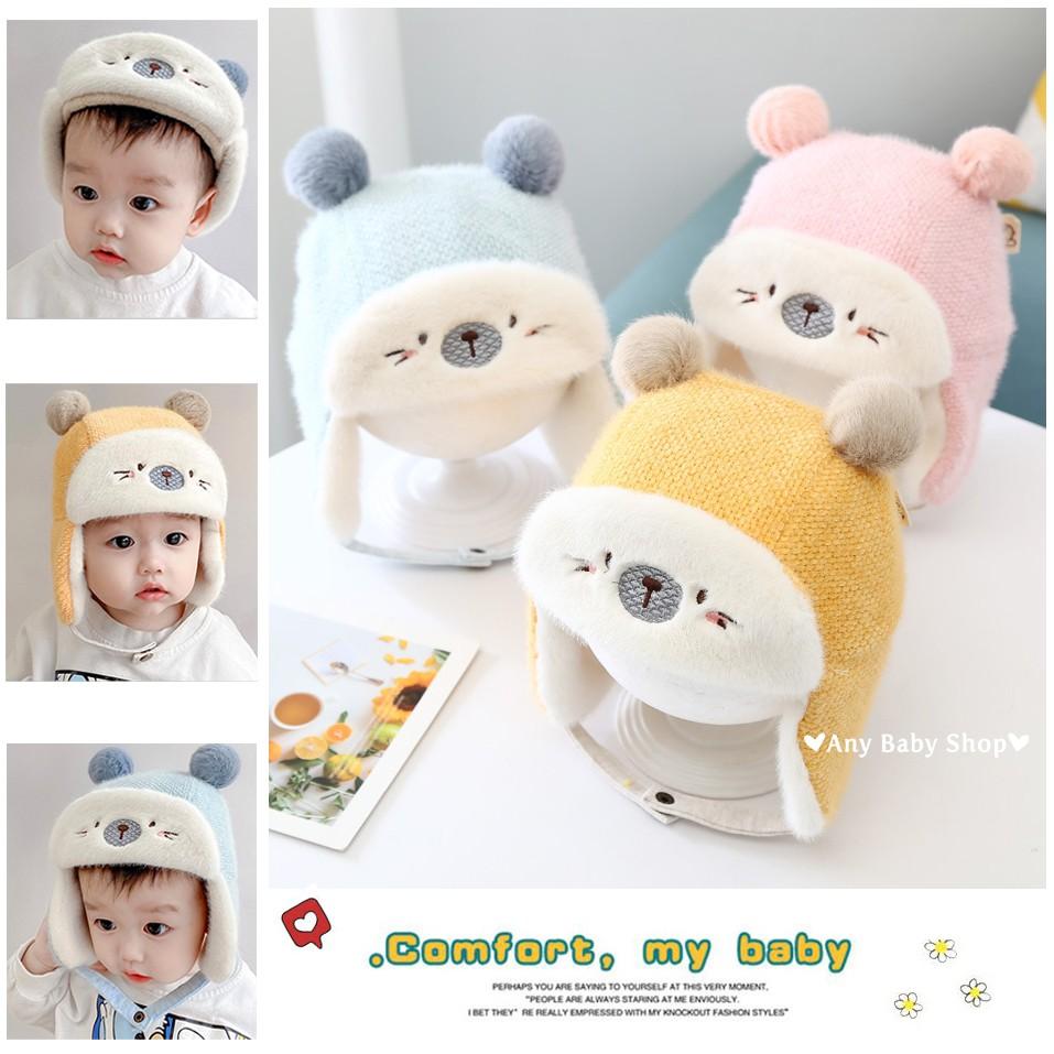 Mũ nón phi công hình gấu cute cho bé trai bé gái có ốp tai nhiều màu dễ thương-hàng có sẵn