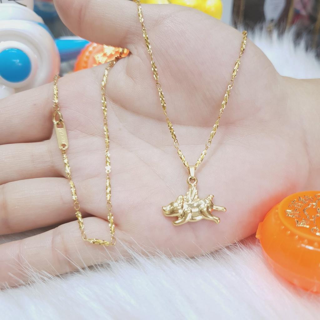 Dây Chuyền Trúc Mặt Heo Đúc Nhẹ Titanium Mặt Tượng Cao Cấp- Dùng tắm rửa thoải mái không