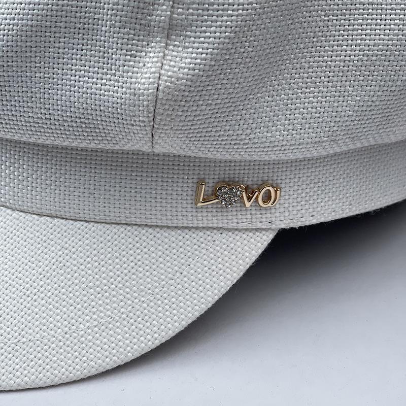 Kim Cương Tình Yêu Thời Trang Hình Bát Giác Nón Nữ Hàn Quốc Họa Sĩ Mũ Bé Gái Vải Lanh Cotton Newsboy Size Lớn Mũ Nồi 54Cm 56Cm 57.5Cm 59Cm 61Cm