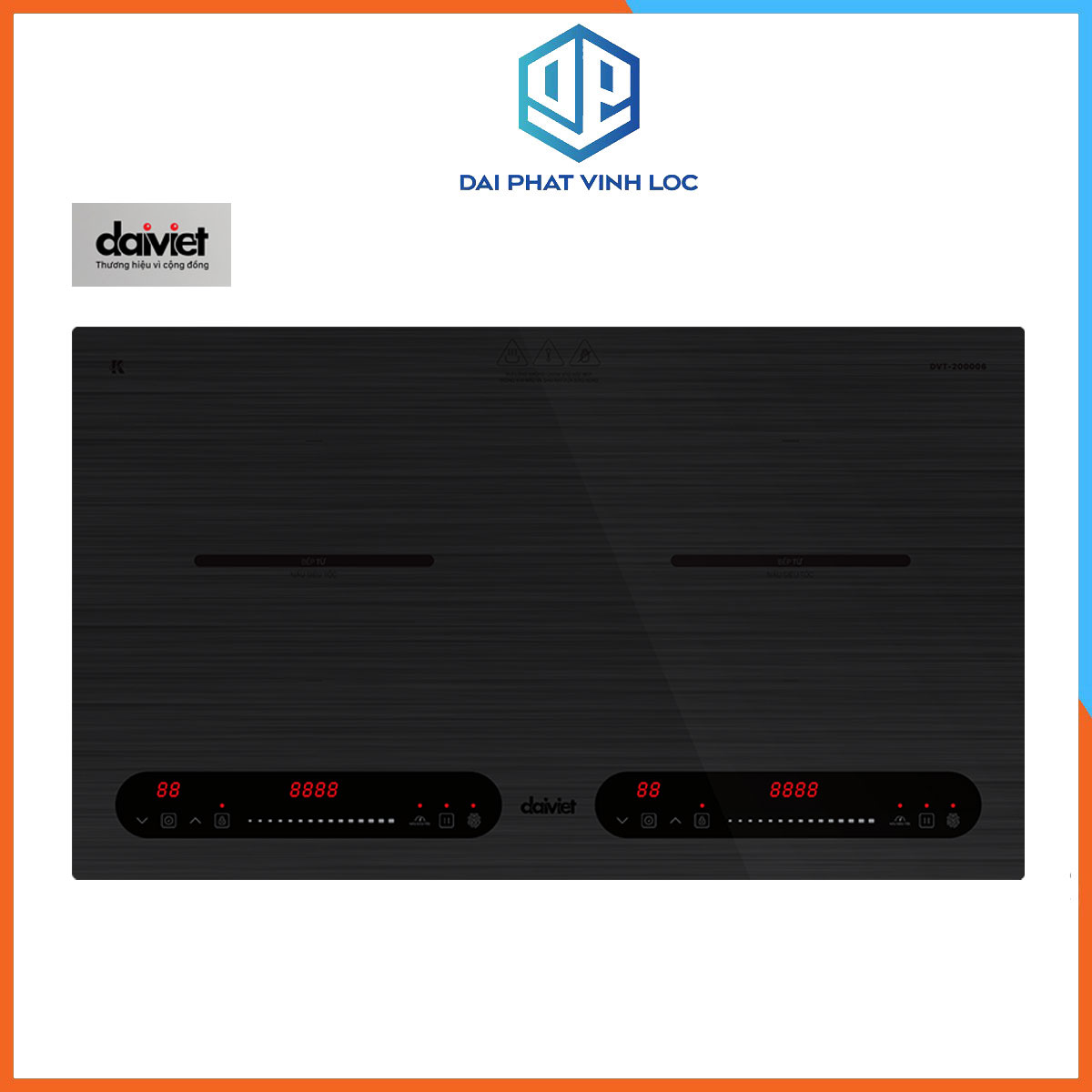 Bếp từ đôi/bếp điện từ Đại Việt DVT-200006 - Bộ Điều Khiển IGBT Đức -Công Suất 4000W- Bảo Hành 12 tháng