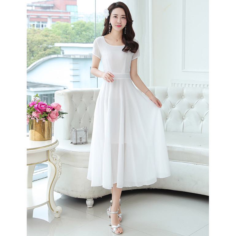 Đầm Maxi Có Tay Màu Trắng Đẹp