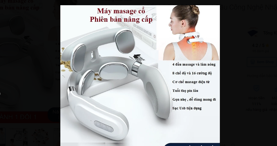 Máy Massage Cổ Vai Gáy Cột Sống 4 Đầu Công Nghệ Nhật Bản