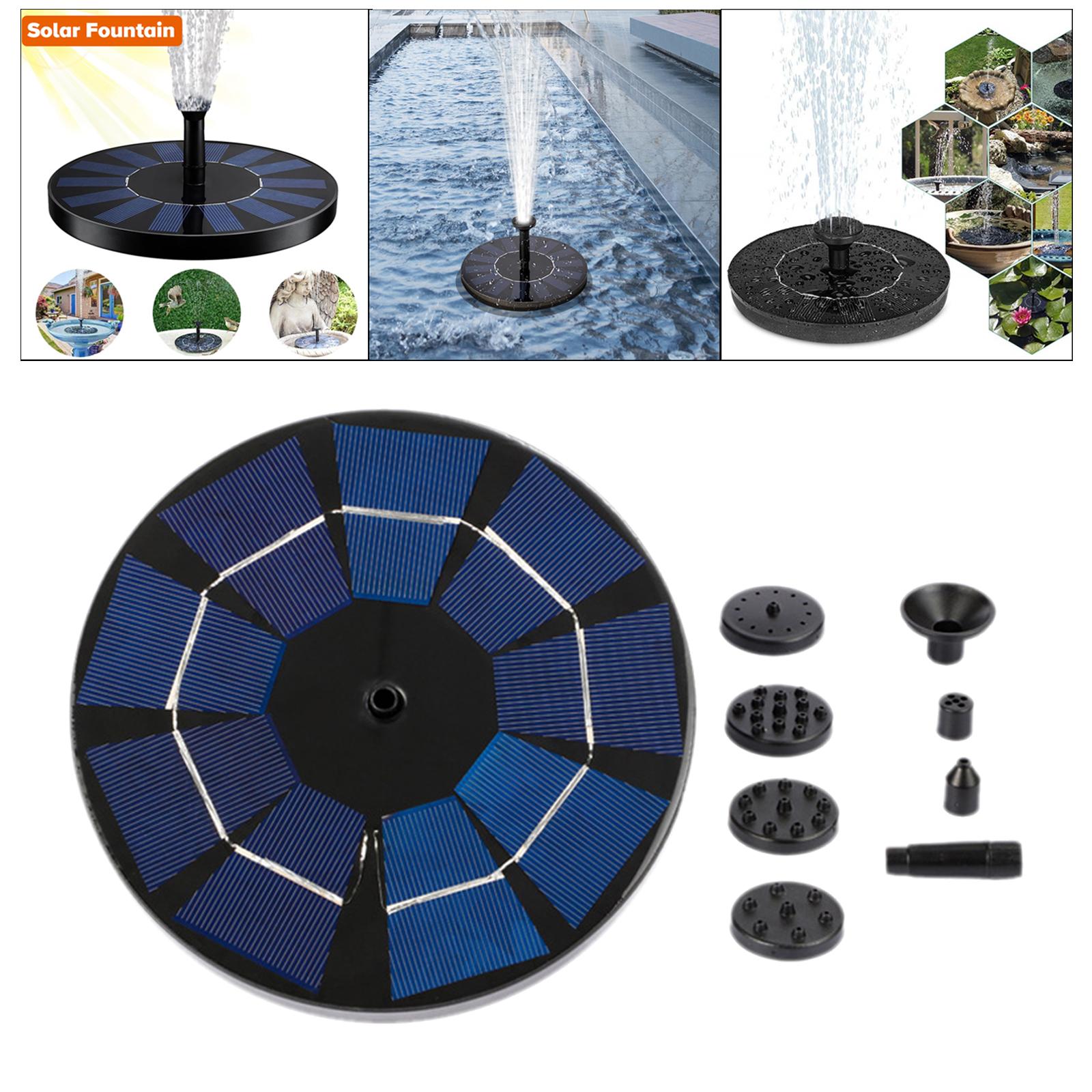 3W Solar Floating Fountain Water Pump with 6 Spray Nozzles, for Bird Bath, Swimming Pool