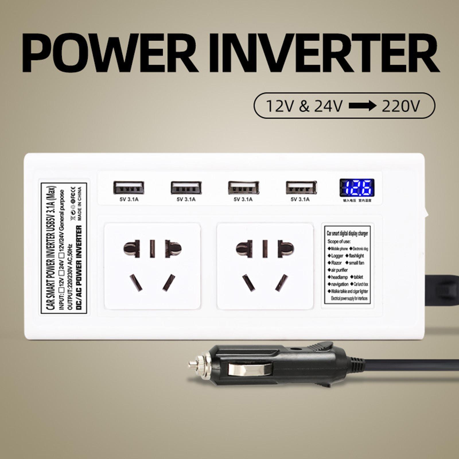 DC 12V to AC 220V Car Inverter LED Display Car Plug Converter Auto Converter Inversor ,for Car Jump Starters Automotive Tools