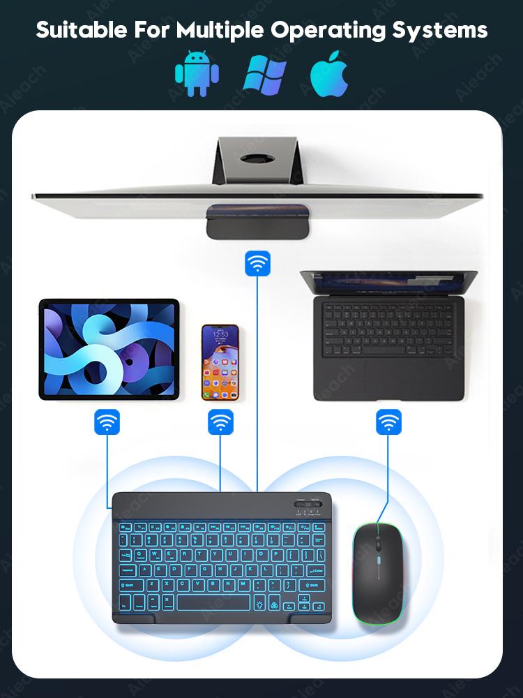 Backlit Teclado Bluetooth-Tương Thích Bàn Phím Cho iPad Android Windows IOS Điện Thoại Máy Tính Bảng Bàn Phím Và Chuột Không Dây Dành Cho Samsung