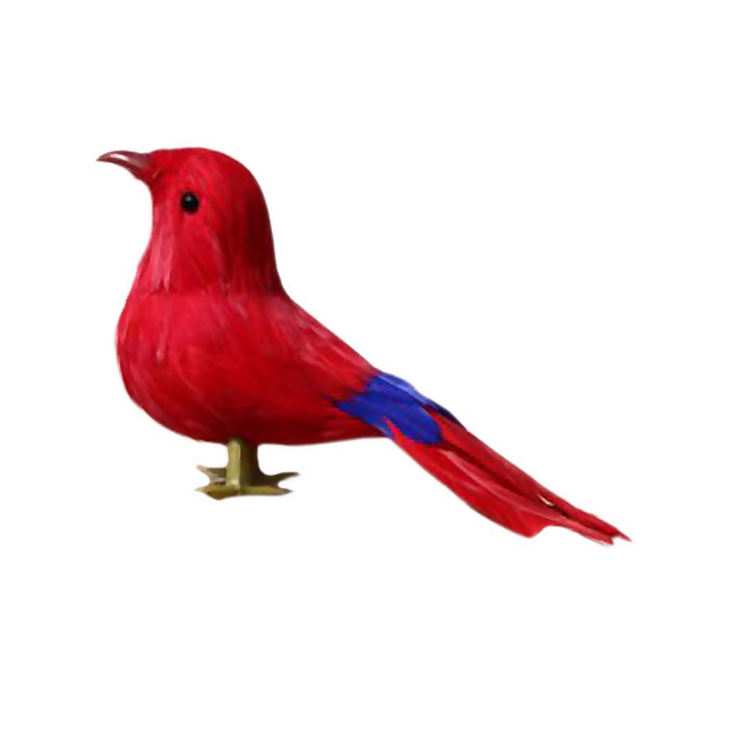 2-5pack Artificial Bird Feather Realistic Home Garden Decor Ornament Red Bird - 3 Pcs