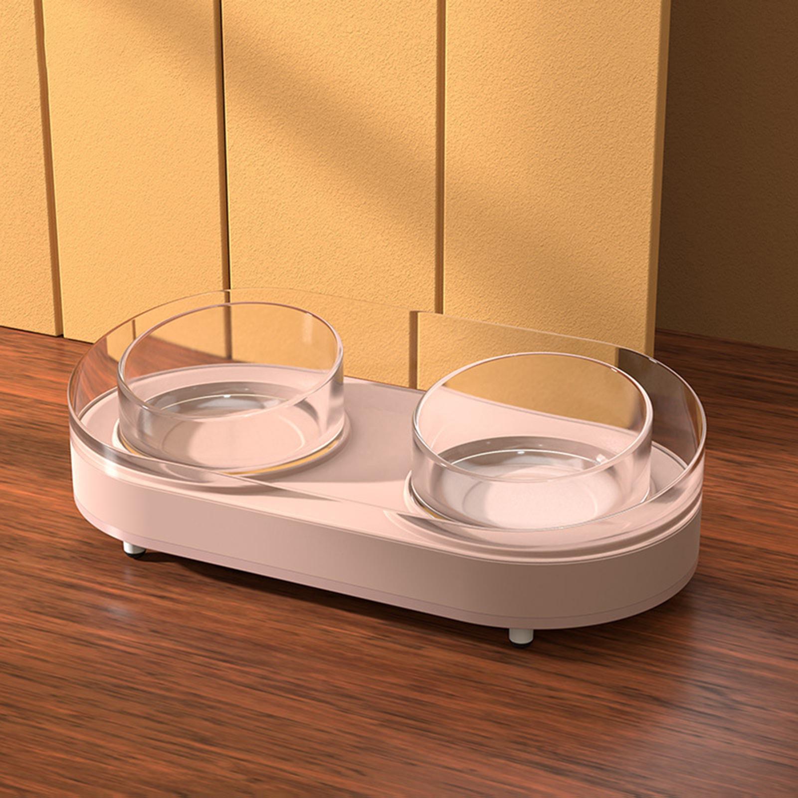 Glass Double Cat Water and Food Bowls Pet Feeder Waterer Pet Dispenser