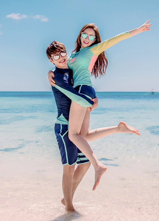 Hình ảnh Đồ Bơi Cặp Đồ Bơi Tay Dài Che Nắng Đi Biển AT172 MayHomes Long Sleeve Couple Swimsuits