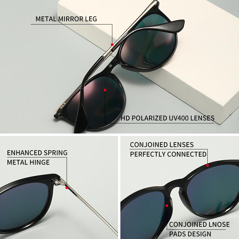 GCV Mới Tròn Thời Trang Kính Mát Phân Cực Nữ Cổ Điển Retro Kính Chống Nắng Cho Nam Lái Xe Unisex UV400 Lentes De Sol