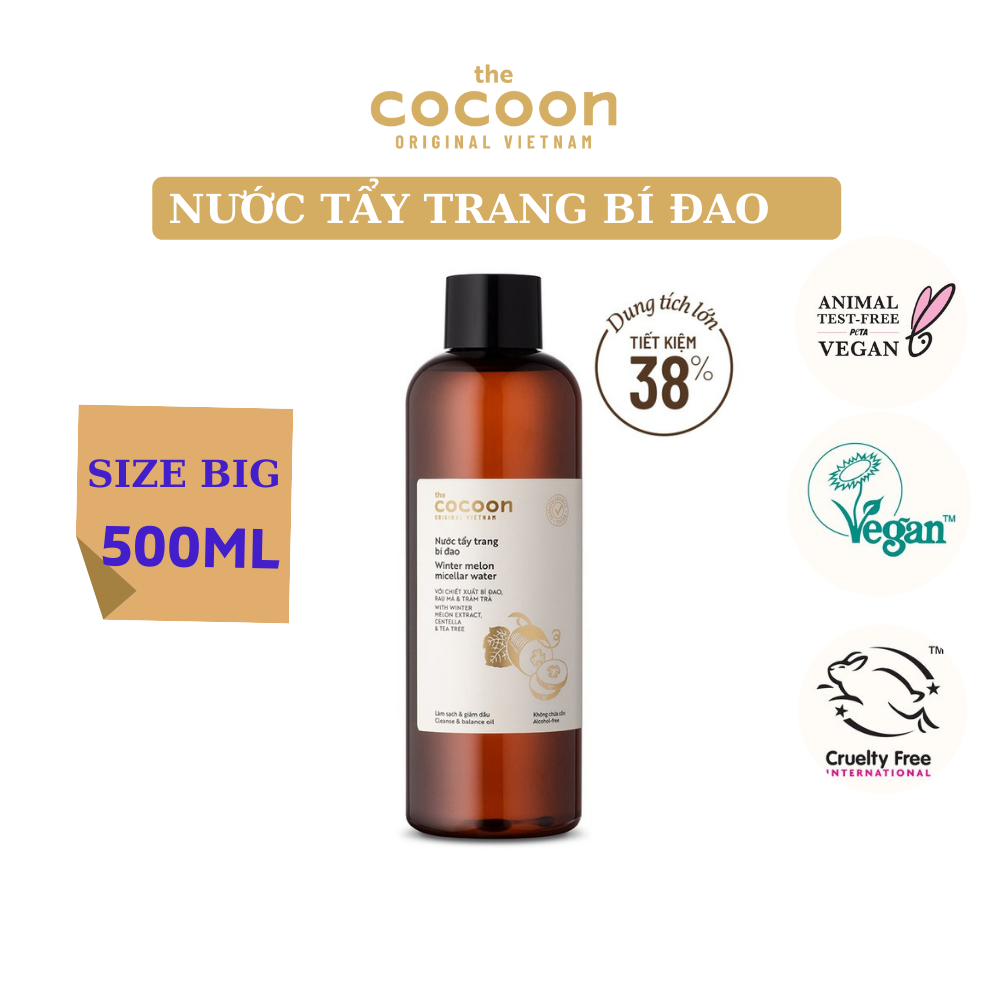 Nước tẩy trang bí đao Cocoon tẩy sạch makeup &amp; giảm dầu 500ml