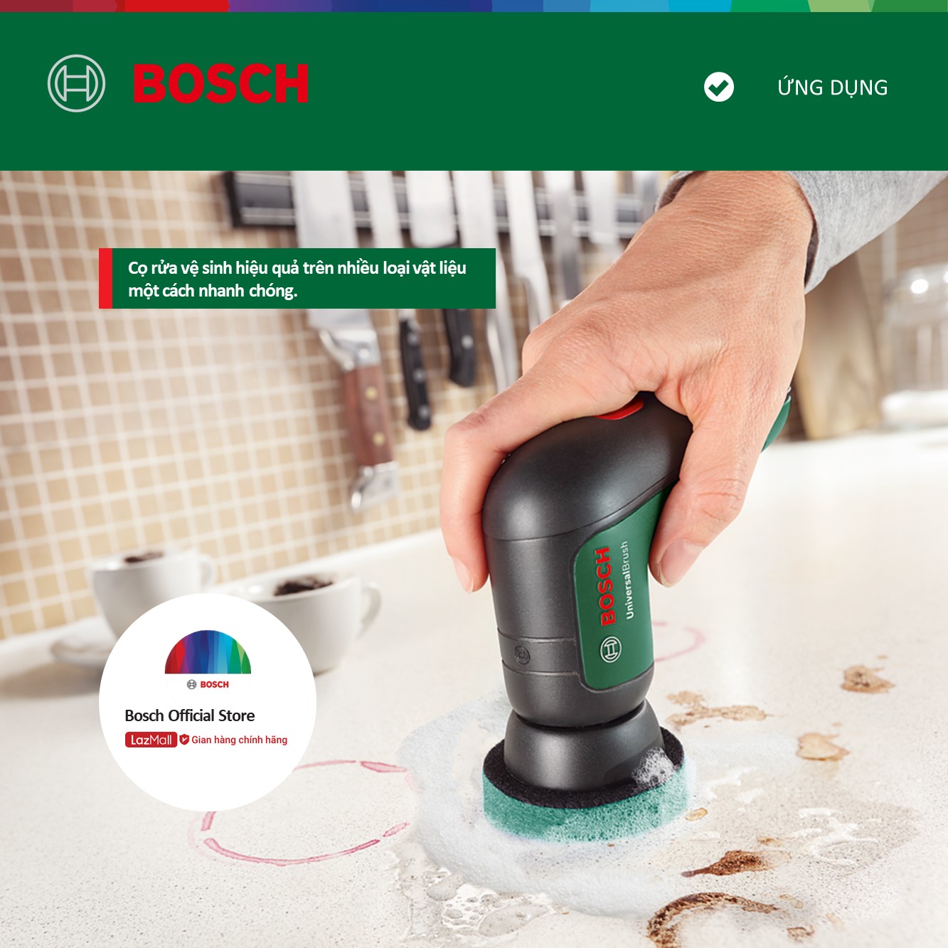 Máy cọ rửa vệ sinh Bosch đa năng dùng pin