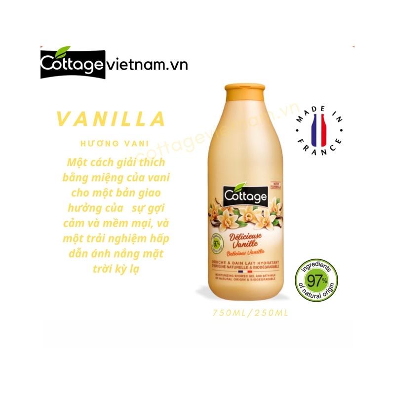 Sữa tắm Cottage của Pháp 750ml, Hương Vani