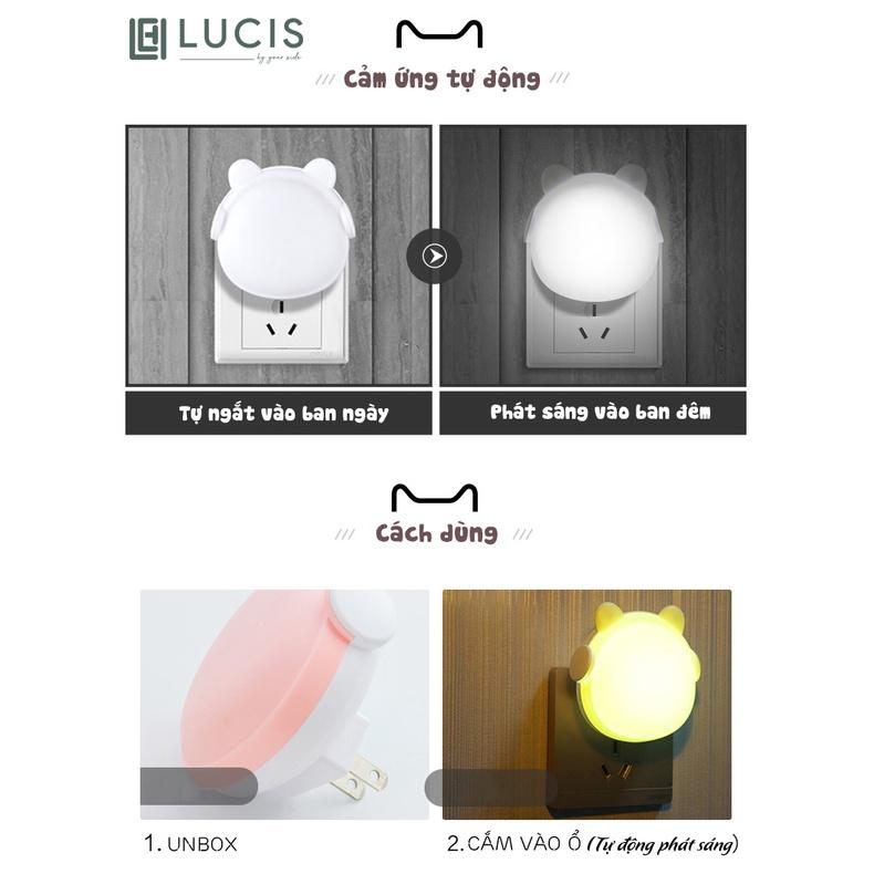 Đèn Led cảm ứng tự động phát sáng - Đèn ngủ led cảm ứng tai mèo