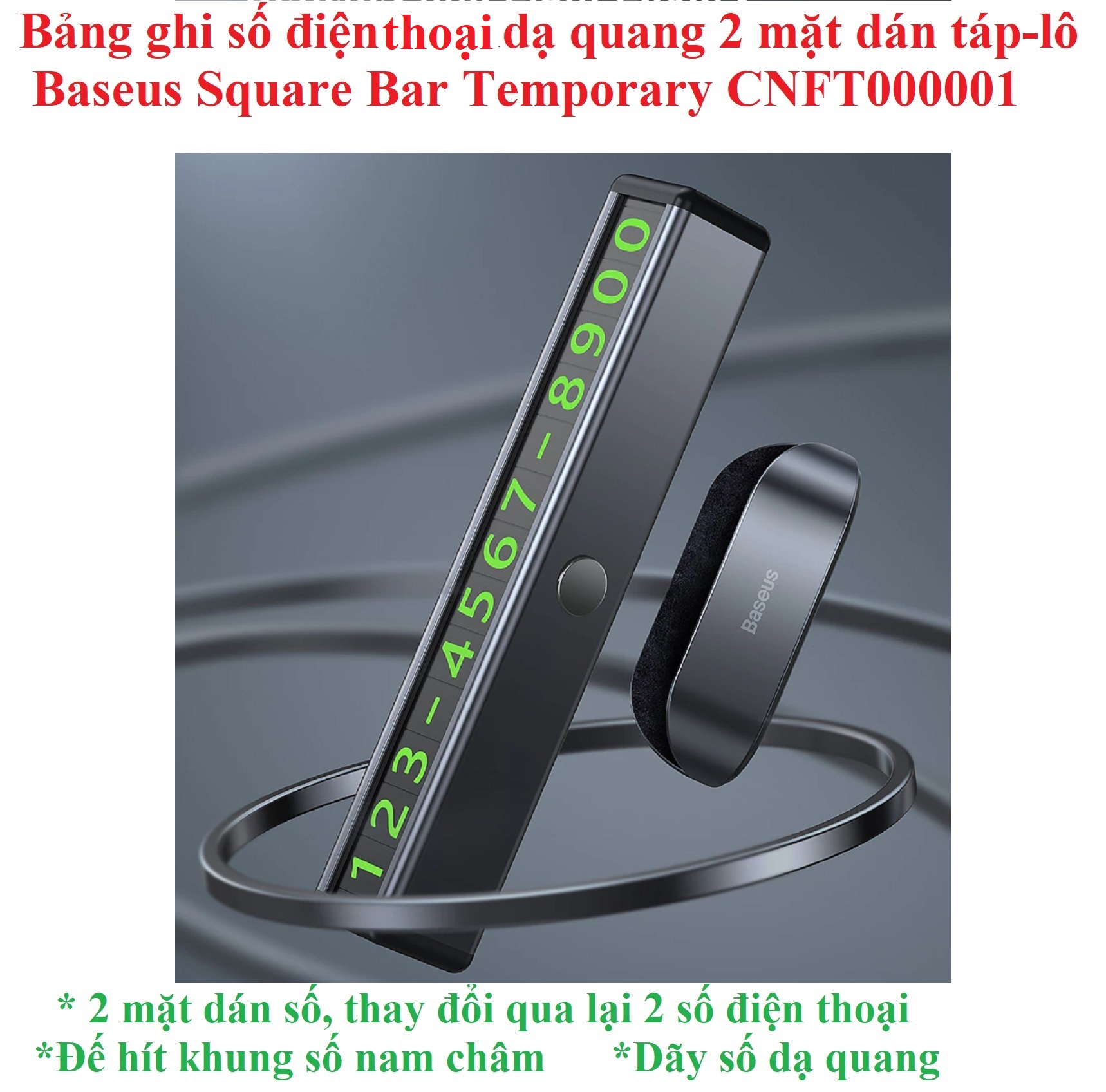 Bảng số 2 mặt dán táp lô trên xe hơi Baseus Baseus Square Bar Temporary CNFT000001 - Hàng chính hãng