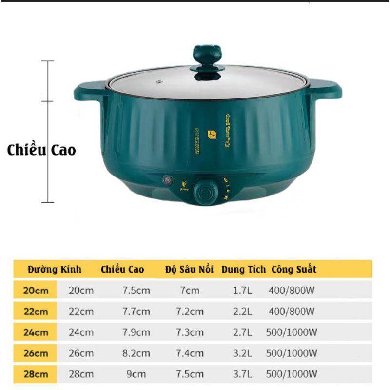 Nồi Lẩu Mini Cắm Điện Đa Năng Lớp Chống Dính Teflon Cao Cấp SHANBAN Size 26cm