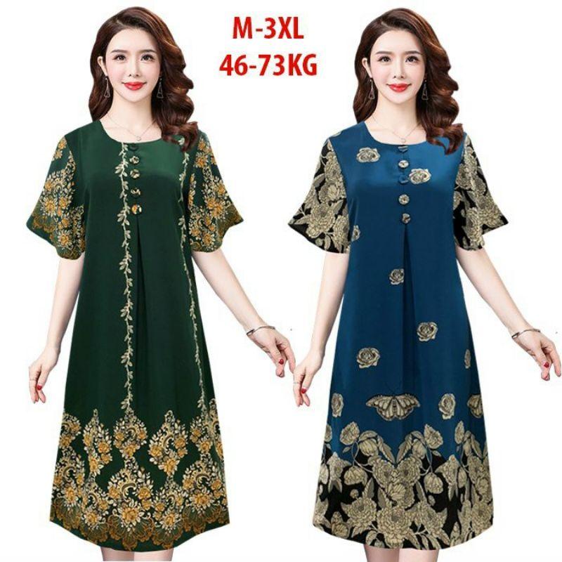 ĐẦM SUÔNG TAY CÁNH TIÊN ĐÍNH 5 NÚT IN HỌA TIẾT