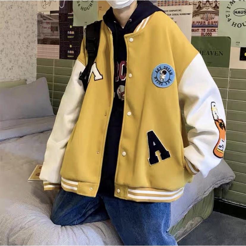 Áo Khoác Nỉ Bomber Cardigan Logo Thêu chữ M Nỗi Form Rộng Chất Nỉ Bông Dày Dặn Nữ Unisex