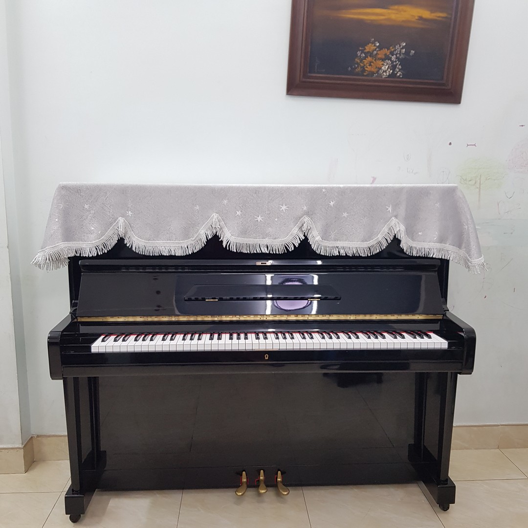 Khăn phủ đàn Piano cơ mẫu ngôi sao xám màu bạc