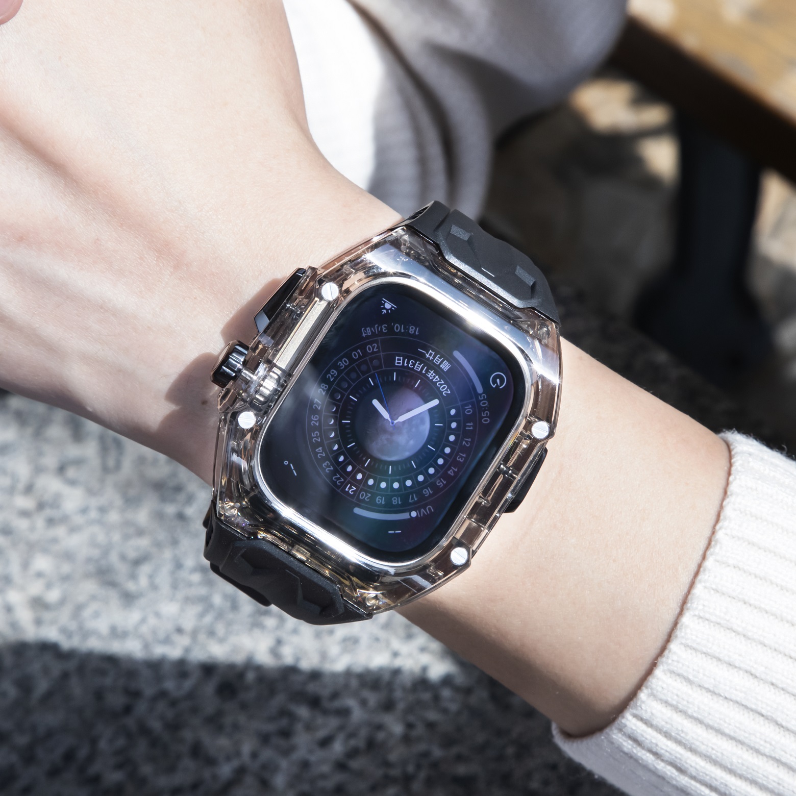 Ốp Case tích hợp dây đeo Lamborghini Style cho Apple Watch Series 10 Size 46mm - Hàng Chính Hãng