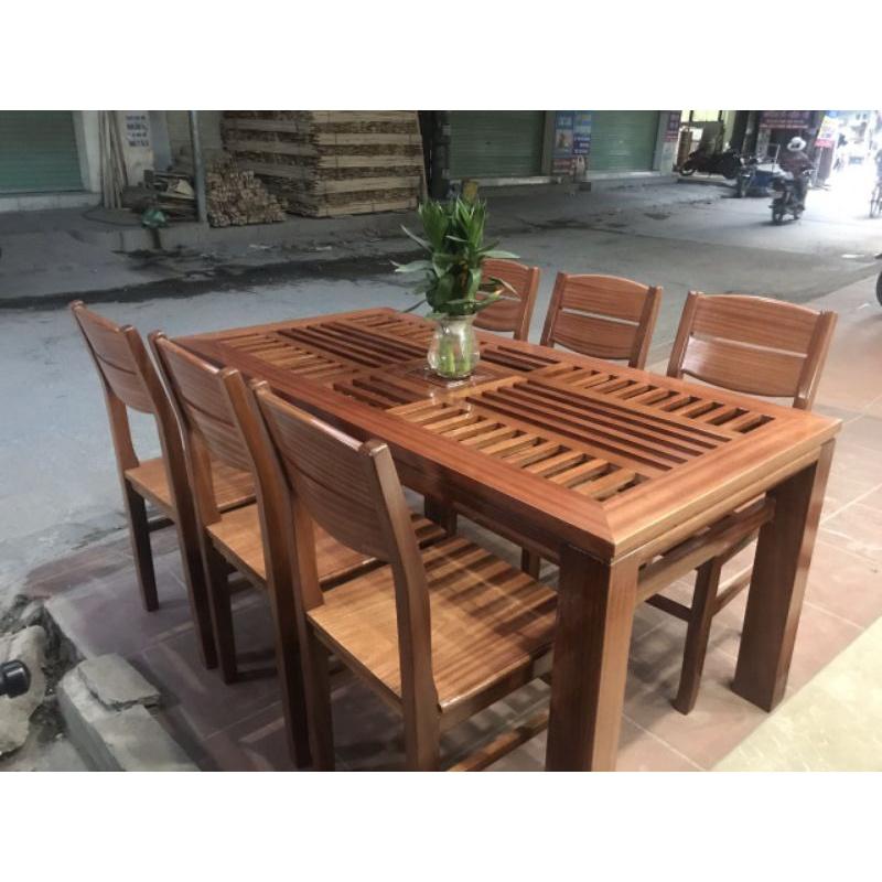 Bộ Bàn Ăn Nan Triện, Ghế 7 Nan Gỗ Xoan Đào